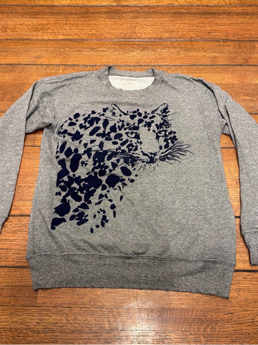 Current/Elliott Gray Sweatshirt with Navy Leopard Print